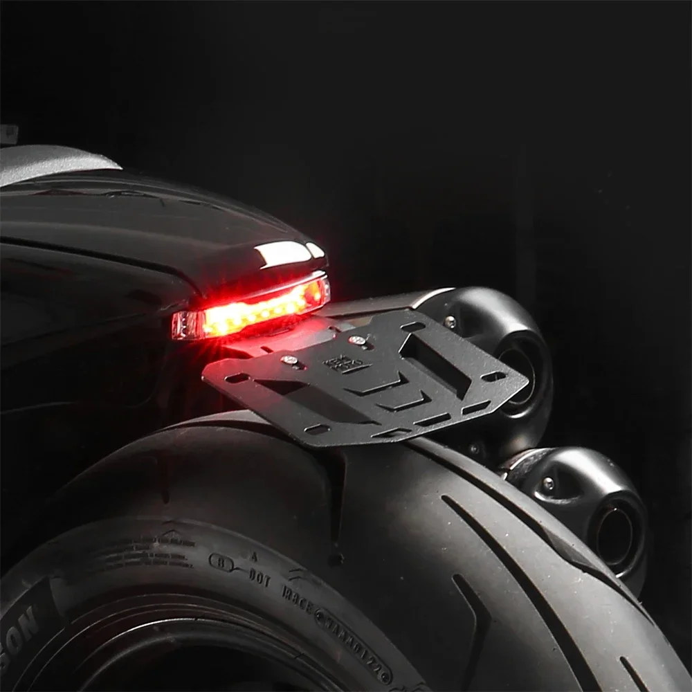 KEMIMOTO Motorcycle License Plate Bracket with LED Light for Sportster S RH1250-2025 Fender Tail License Plate Holder Kit
