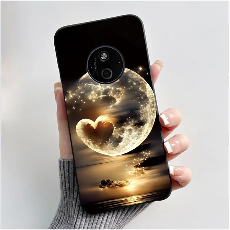 Aesthetic Shockproof Black Silicone Case with Sunset Pattern