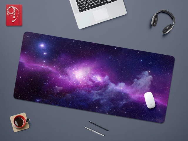 Nebula Mousepad Large,Gaming Desk Mat Space Galaxy, Purple Blue Planet Nerdy Aesthetic,xxl Long Wide Extended Deskmat Mouse Pad