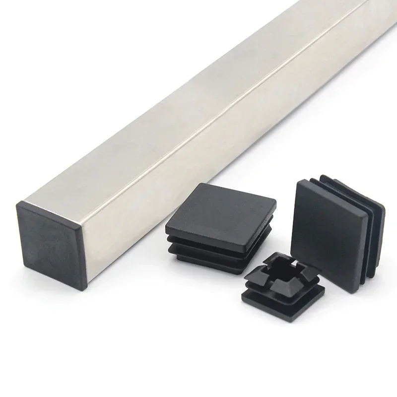 PE Square Plastic End Caps Blanking Plugs Box Section Tube Inserts Furniture Chair Feet Sealing Plug Foot Cover 13mm~120mm