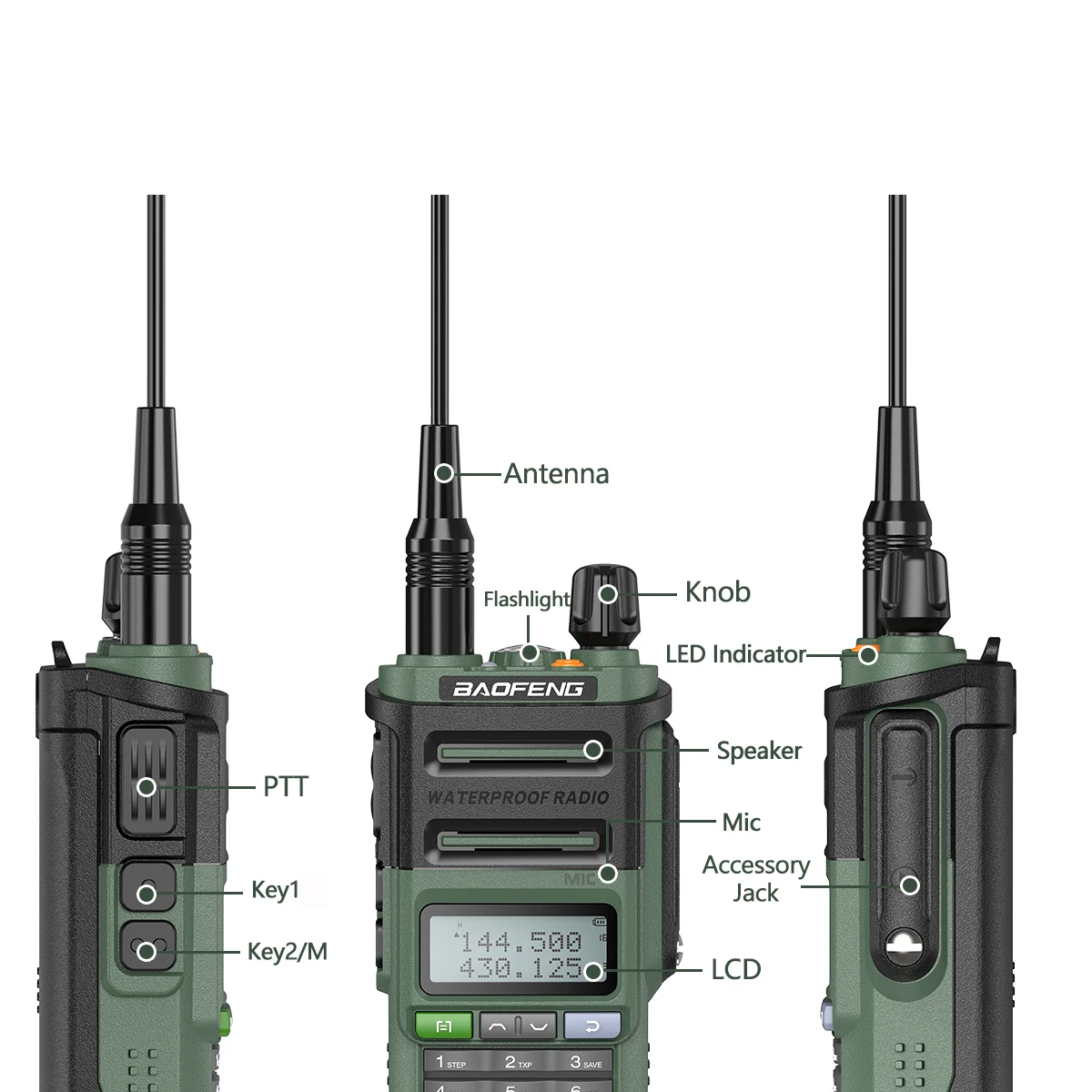 Baofeng UV-9R Pro V2 Waterproof IP68 Walkie Talkie Type-C Charger VHF UHF Ham Radio 50KM Long Range Upgrade UV-9R Plus 5