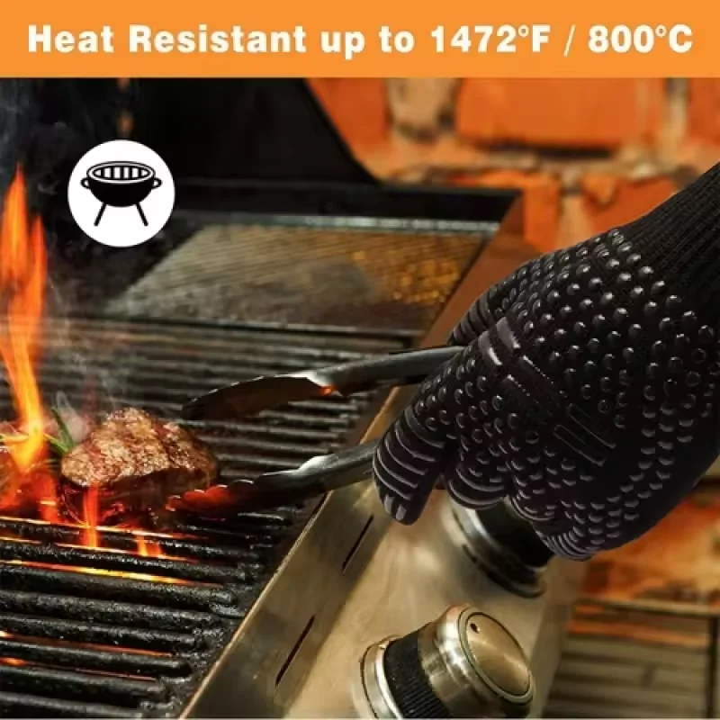 High-Temperature Resistant BBQ Grilling and Oven Gloves - Anti-Scald Kitchen and Fireplace Insulation