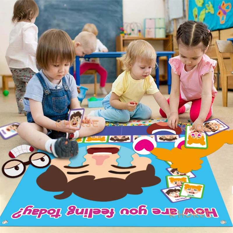 88Pcs Emotions Change Felt Board Story Early Learning Supplies DIY Facial Expressions Puzzle Preschool Montessori Toys for Kids 5