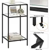 3-Tier Side Table, Set of 2 End Tables with Tempered Glass, Nightstands with Storage Shelves, Slim Sofa Table for Living Room, 4