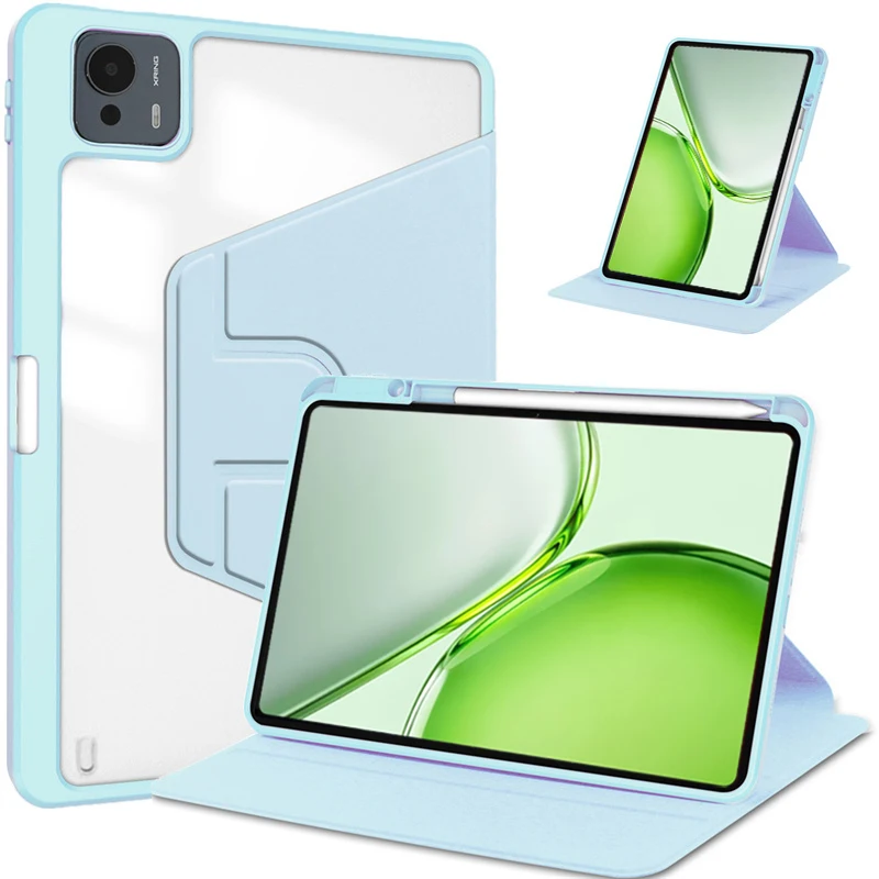 Enhanced Product Title: 360 Rotating Clear Acrylic Tablet Case with Pen Holder