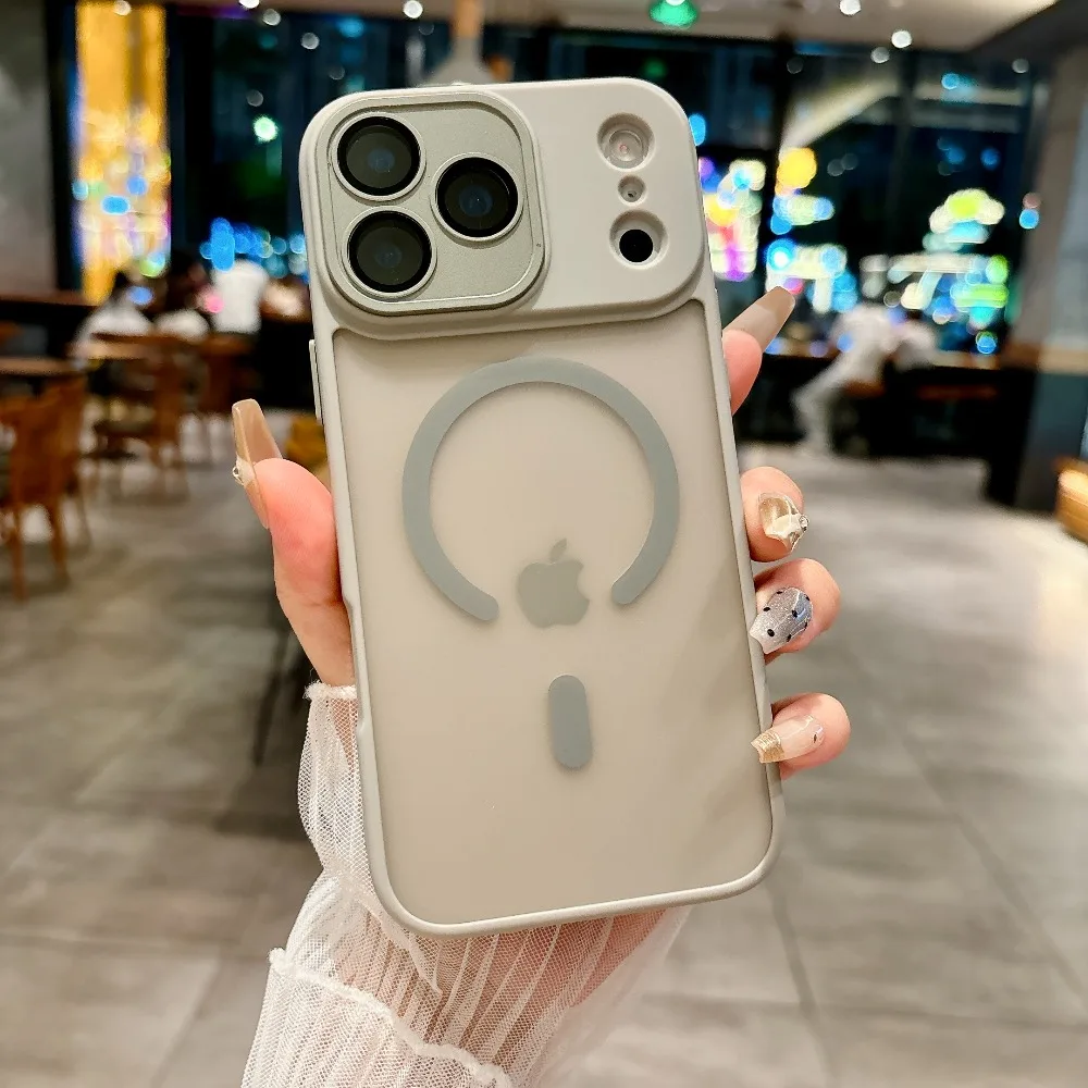 Matte Transparent Shockproof Magnetic Phone Case with Lens Protection