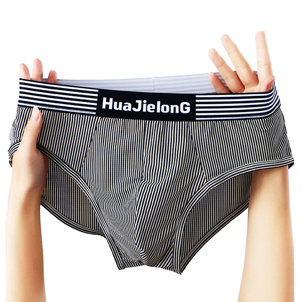 

Briefs For Men Sexy Middle Waist Underwear Striped Underpants Panties Shorts Stretch Lingerie Bikini Slip Homme Seamless Briefs