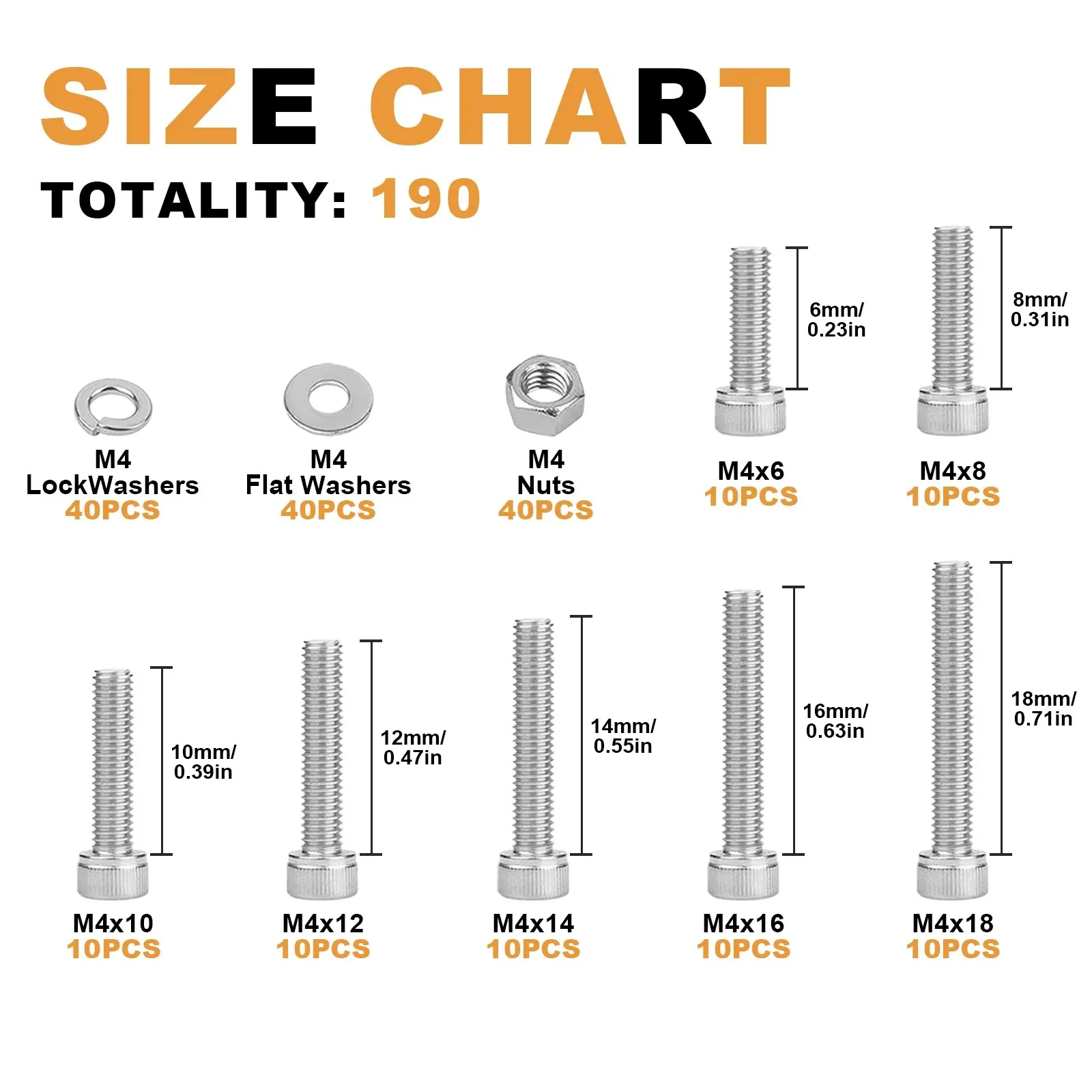 304 Stainless Steel Hex Screw Bolt And Nut Set Sorting Kit Allen Sleeve Drive For Small Mechanical Repair Projects 190Pcs screw bolt nut set,stainless steel screws,hexagon socket head cap screw,hex nuts assortment kit