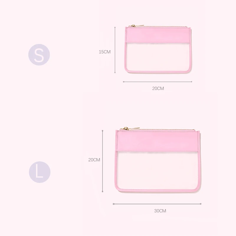 PVC Transparent Cosmetic Bag Women Girl Clear Multicolor Makeup Storage Bag Flat Zipper Bag Waterproof Travel Cosmetic Brush Bag 2