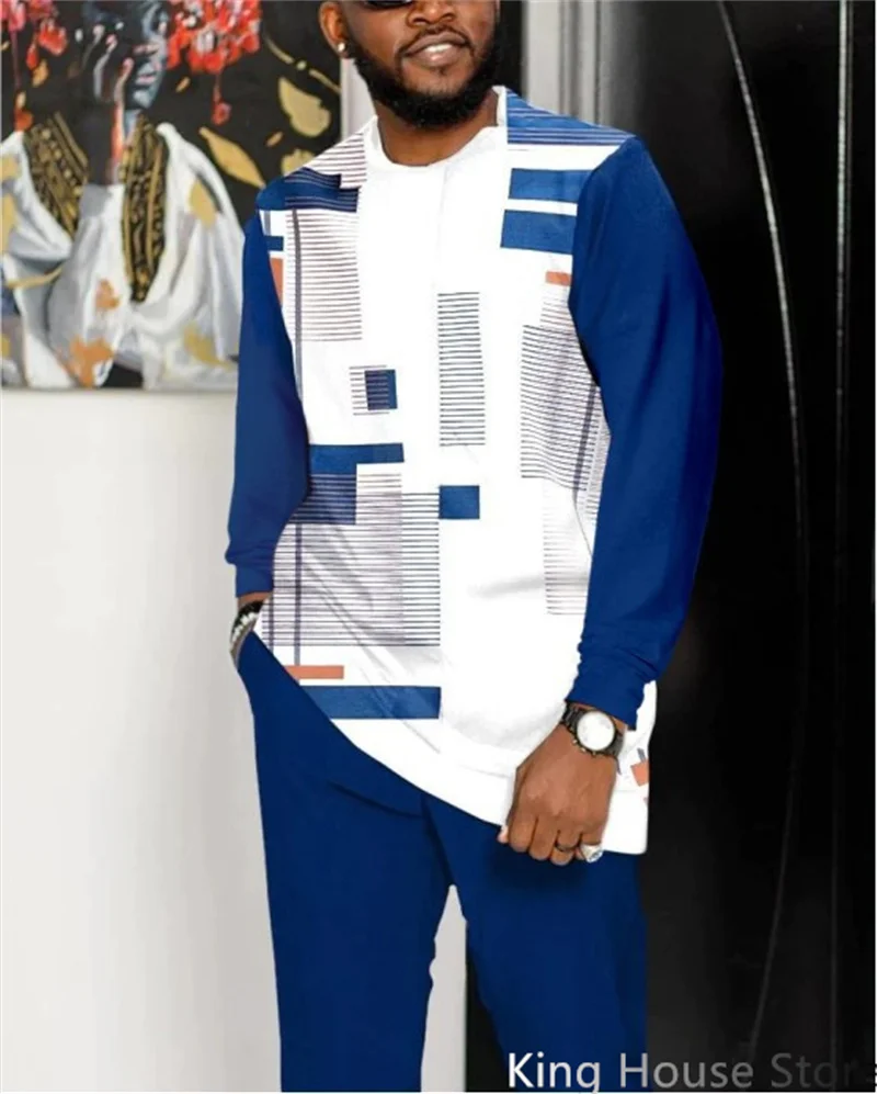 Summer Men's 2 Piece Set Tracksuits 3d Print Long Sleeve Tshirt Set Streetwear Casual Sportstreet Male Oversized Men Tshirt Suit