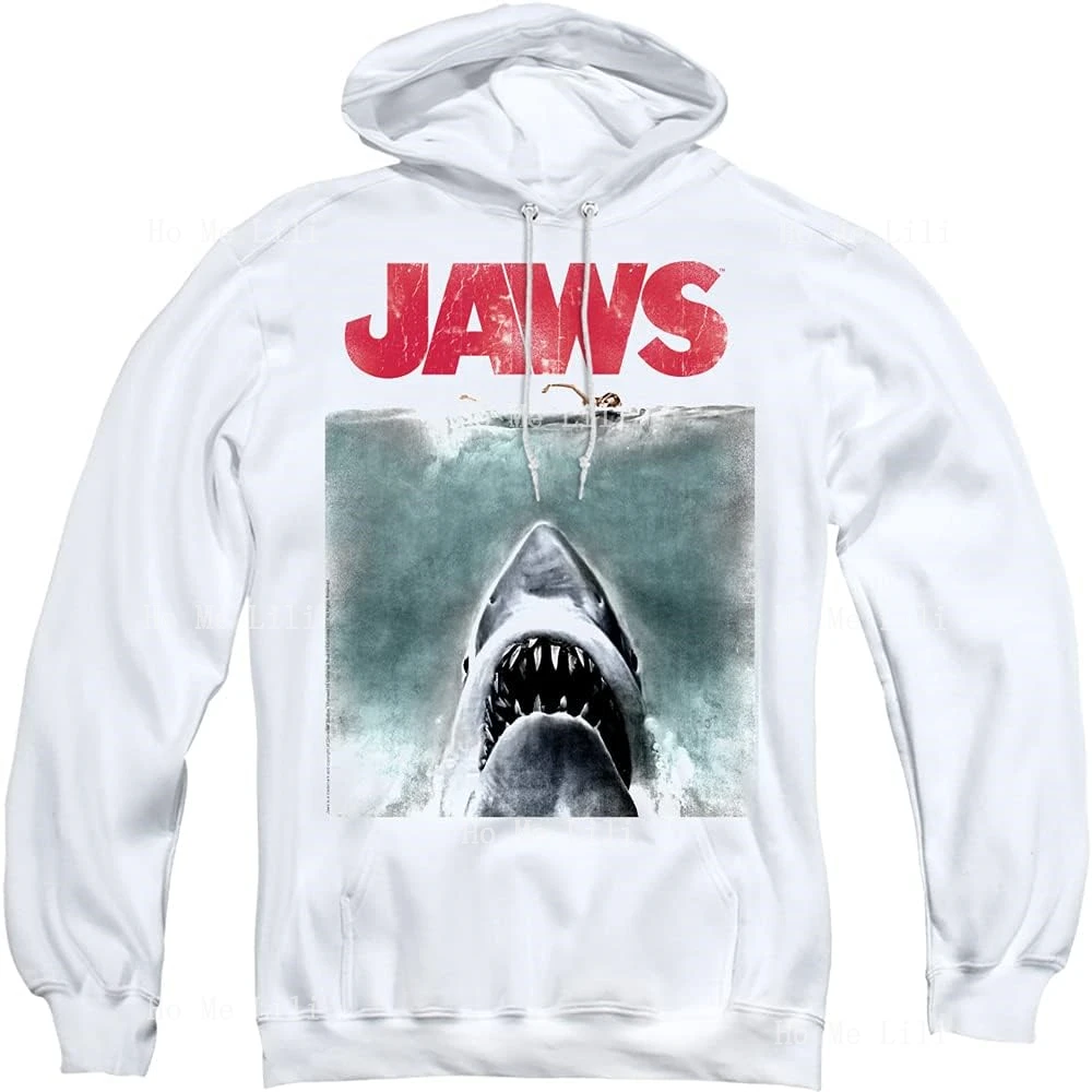 Felpa Con Cappuccio Classica Jaws Shark Movie Poster Pullover