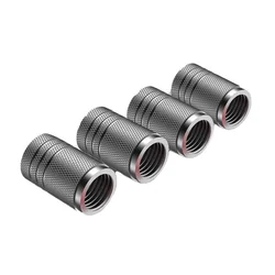 Universal Dustproof Tire Valve Stem Caps - Set of 4 Protective Wheel Covers (Sliver)