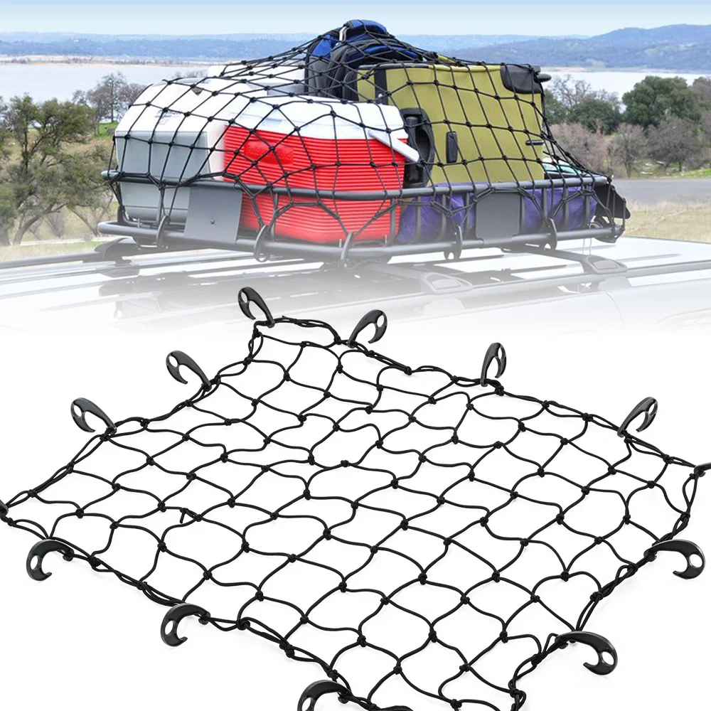 thumbnail image 2 of Car Van SUV Roof Top Cargo Rack Carrier Luggage Net Elastic Mesh Cover 180x120CM 2 of 14