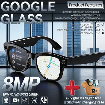 2026 New 3600mAh Large Capacity Smart Glasses 800W Pixel Anti-shake Camera 120+Language Translation Video Recording Call Glasses 1