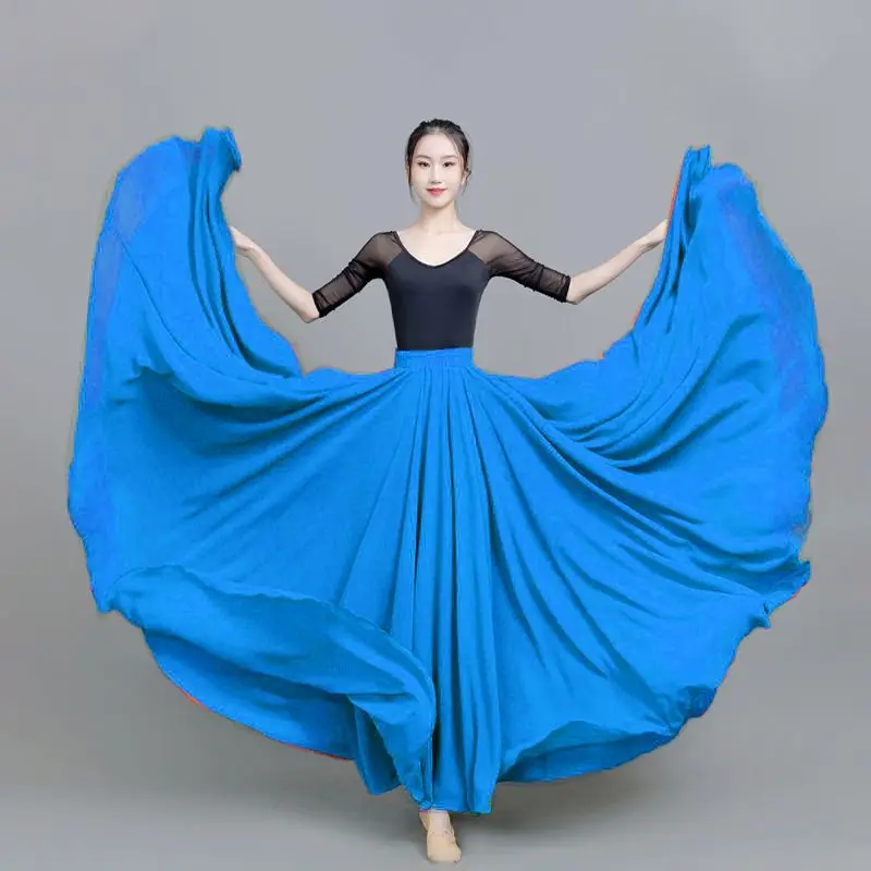 1pcs/lot woman belly dancing solid skirt female modern dancing chiffon skirt - Image 5