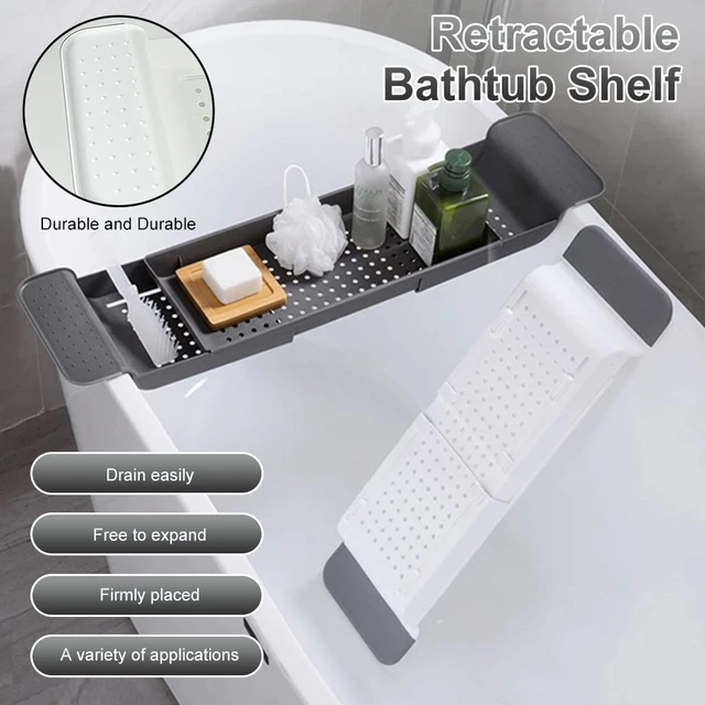 Expandable Bathtub Tray Spa Tub Organizer Rack Food Wine Book Phone Table  Holder Water Proof Bathtub Shelf Bathroom Accessories - AliExpress