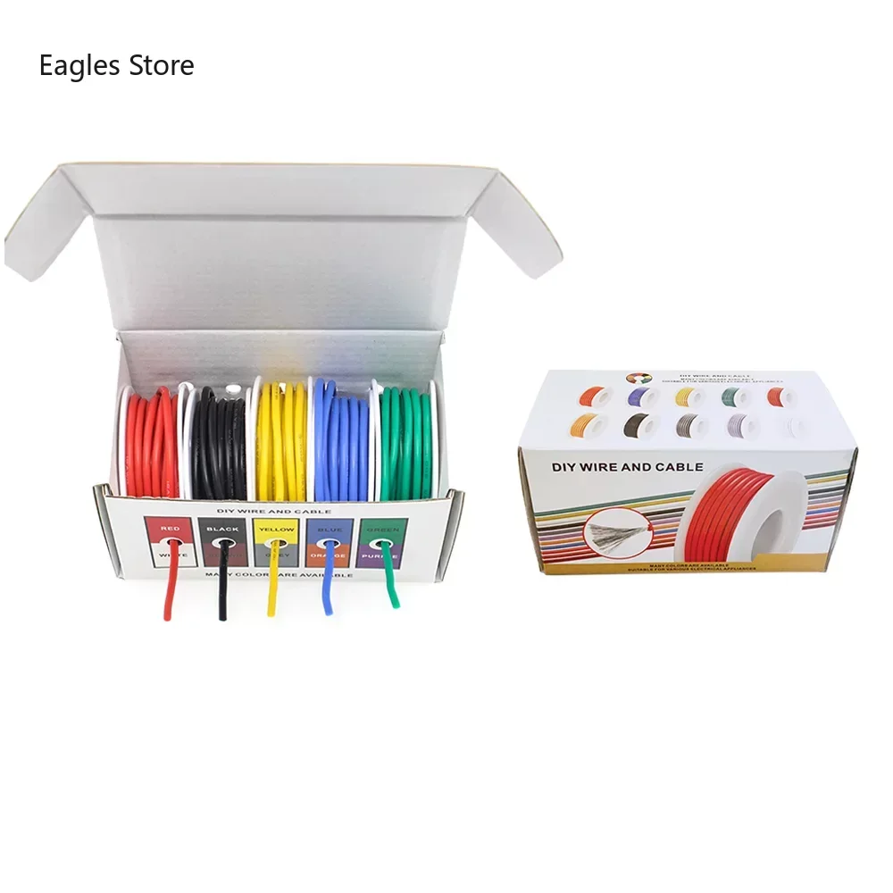 PVC DIY 주석 도금 순수 구리 케이블 라인 점퍼 연선 전선, 5 가지 색상 혼합 키트, 28 AWG PCB UL1007