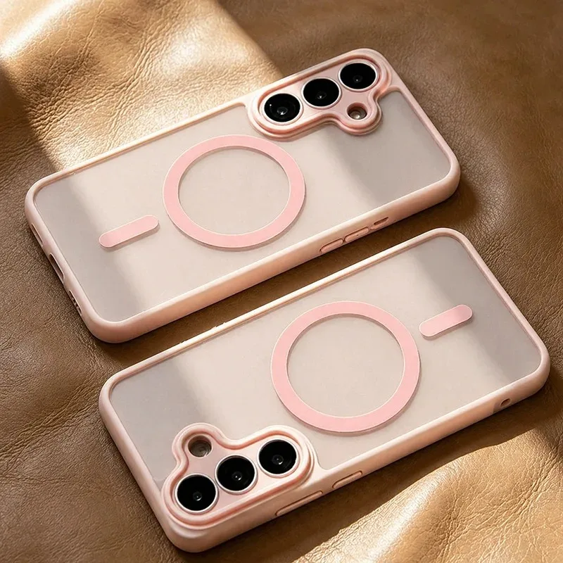 Translucent Shockproof Phone Case with Magnetic Matte Back Cover