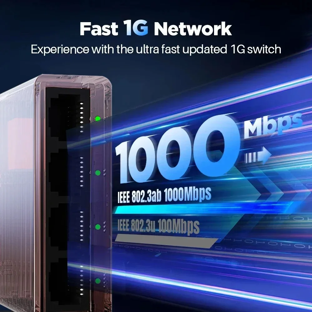 1000Mbps 5포트 이더넷 스위치 기가비트 이더넷 스마트 스위처 RJ45 허브 인터넷 분배기 라우터 PC LAN 풀/하프 듀플렉스