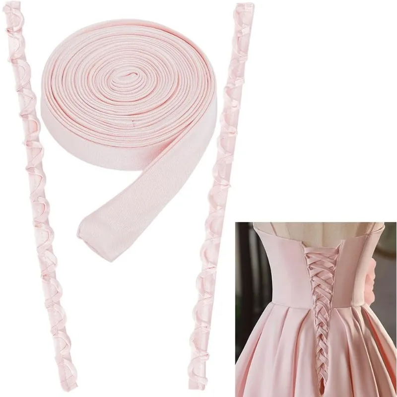 1 Set Wedding Dress Zipper Replacement Pearl Pink Adjustable DIY Craft Corset Back Kit Dress Accessories for Prom Strap
