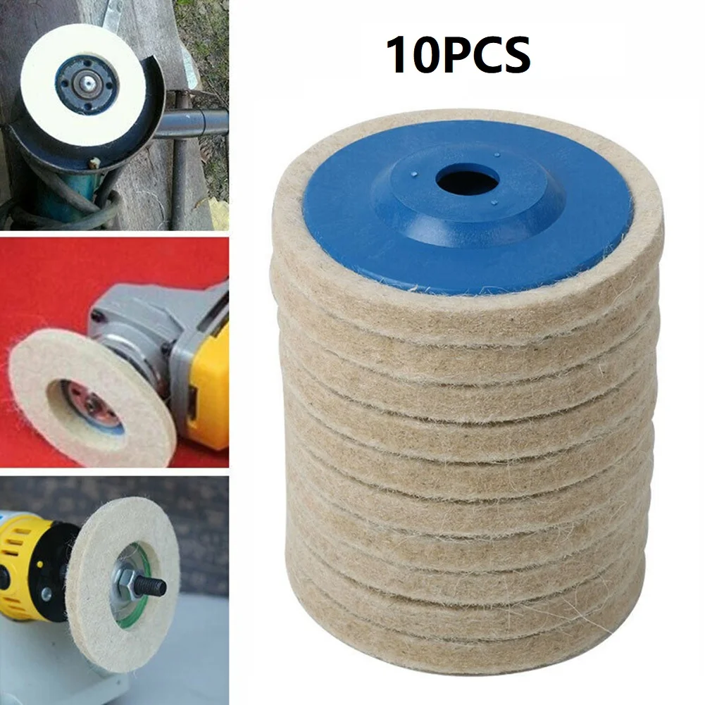 10pcs100mmWoolPolishingWheelBuffingPadsAngleGrinderWheelFelt