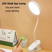 Portable LED Table Lamp USB Rechargeable NightLight With Folding Clamp Study Stand Read Lamp 3 Modes Dimming Eye ProtectionLight