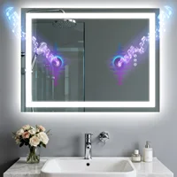 50/60/100/120CM LED Bathroom Mirror with Bluetooth Speaker 3 Colors Dimmable Tempered Glass Waterproof Backlight Vanity Mirror - Image 2