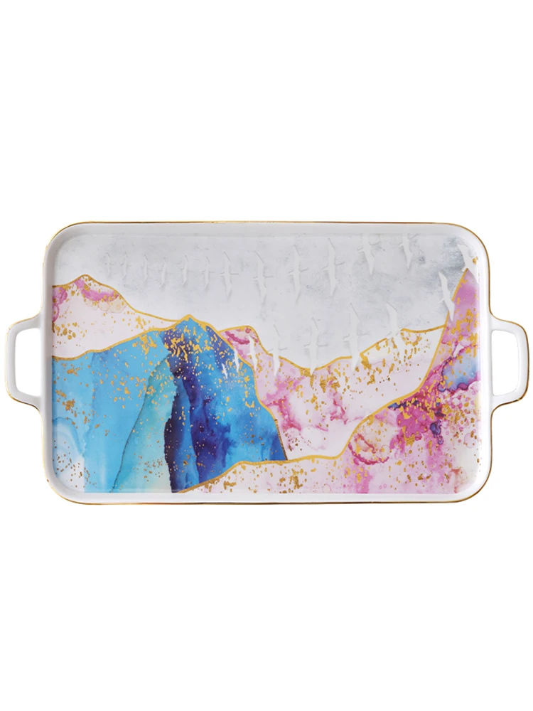 

Tray Ceramic Afternoon Camellia Fruit Tea Dim sum Tray Single layer storage hand holder for Chaozhou