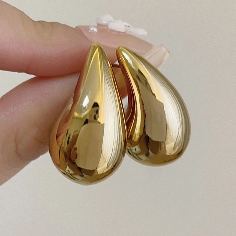 Trendy Metal Golden Silver Color Chunky Water-drop Drop