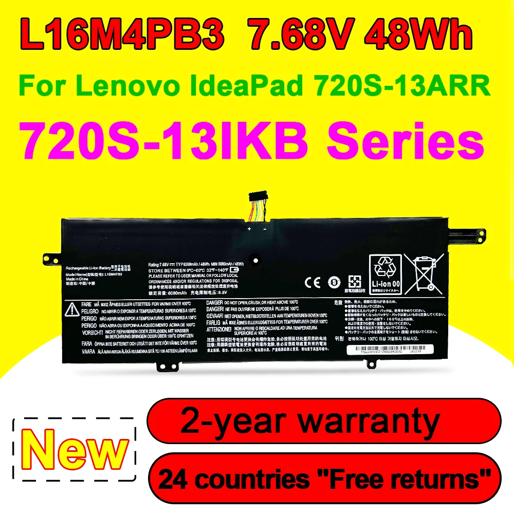 Bateria do Portátil para Lenovo Ideapad L16m4pb3 L16c4pb3 L16l4pb3 Bateria do Portátil 720s13arr 720s-13ikb 720s-13ikbr Série 7.68v 48wh Bateria do Li-ion