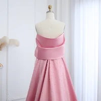 Luxury Dubai Pink Satin Evening Dresses with Train Off Shoulder Arabic for Wedding Party Gowns 481 (Customer Link) 1