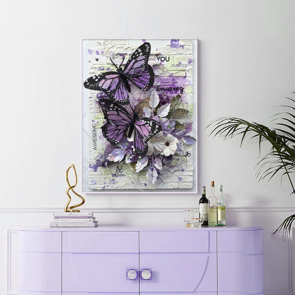 Diamond Painting HUACAN 5d Animal Diamond Embroidery Cross Stitch Butterfly Rhinestones Full Mosaic Home Decor