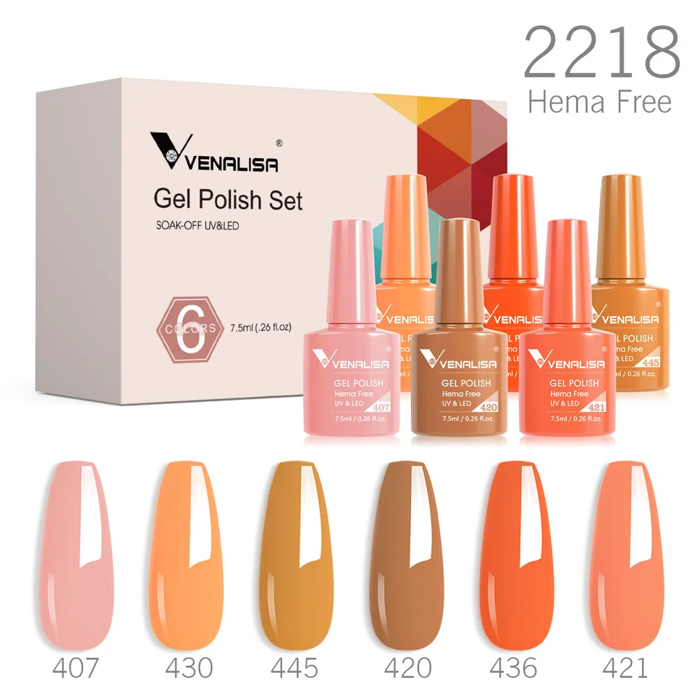 Venalisa HEMA-Free Autumn Collection Gel Nail Polish Kit - 6 Vibrant Fall Shades