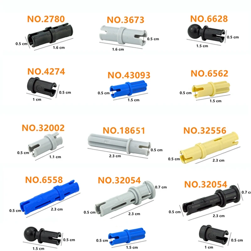 Technical Connector Bolt Pin Peg Cross Axle Replace Part Building Blocks MOC Toy Compatible With 2780 3673 6558 6562 Brick Bulk