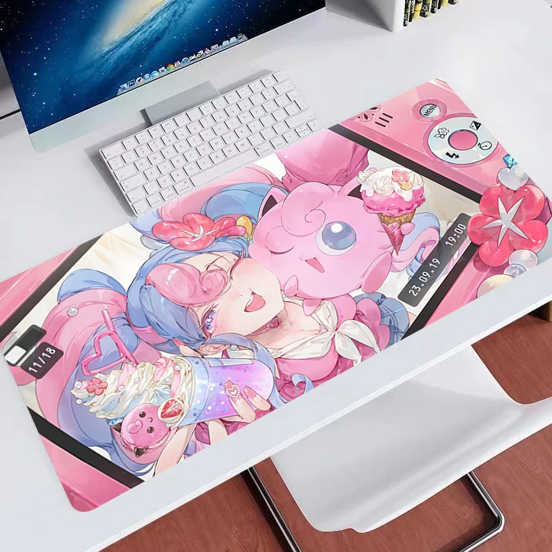 Mouse pad P-pokemon Jigglypuff large keyboard Mousedesk pad non-slip rubber gaming Mousepad laptop mouse carpet Game table mat 4