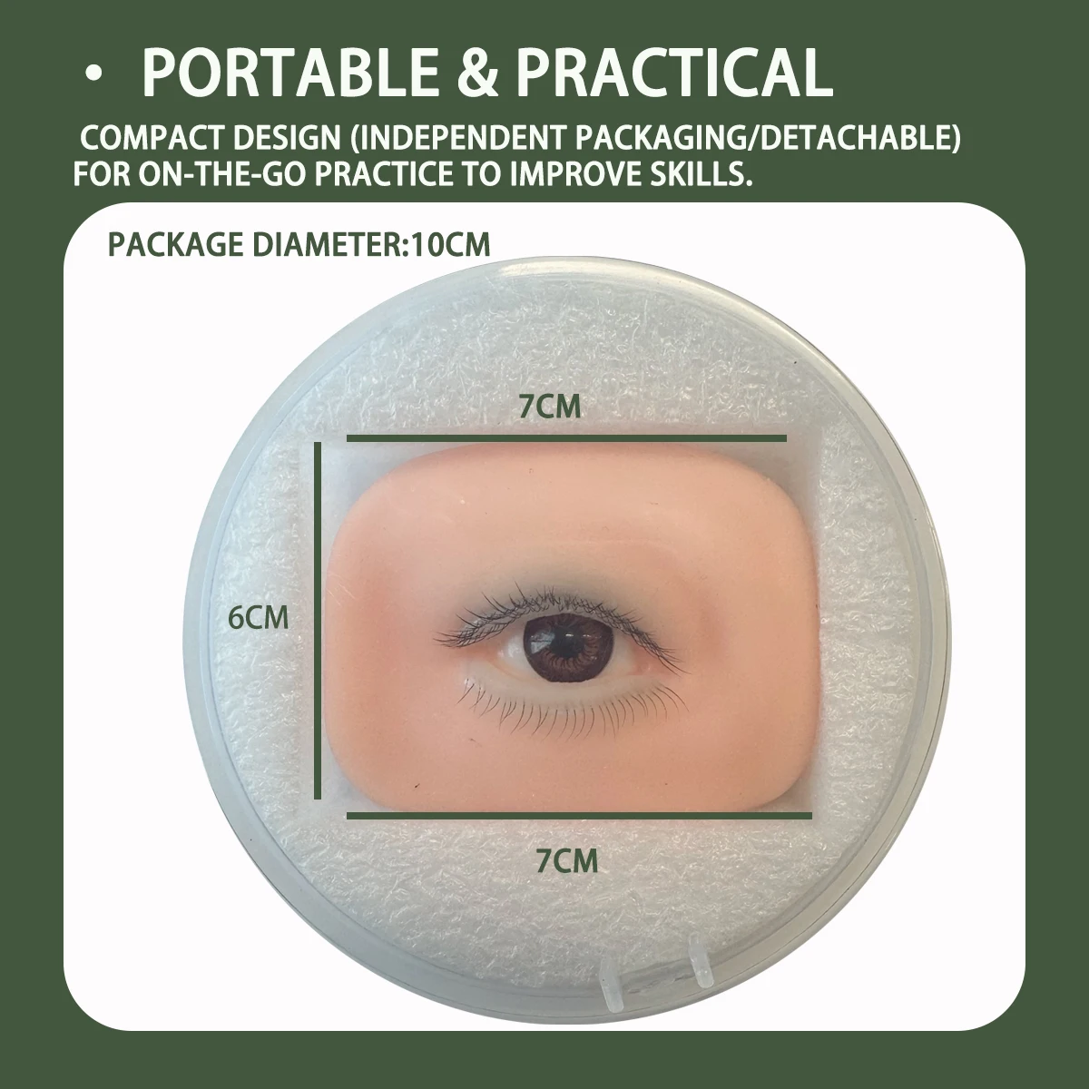 3D-Schaufensterpuppe für falsche Wimpern, flacher Puppenkopf, wiederverwendbares Silikon-Übungswerkzeug für Wimpernkünstler, Wimperntransplantation, Trainingsschaufensterpuppen-Augen – Detail 5