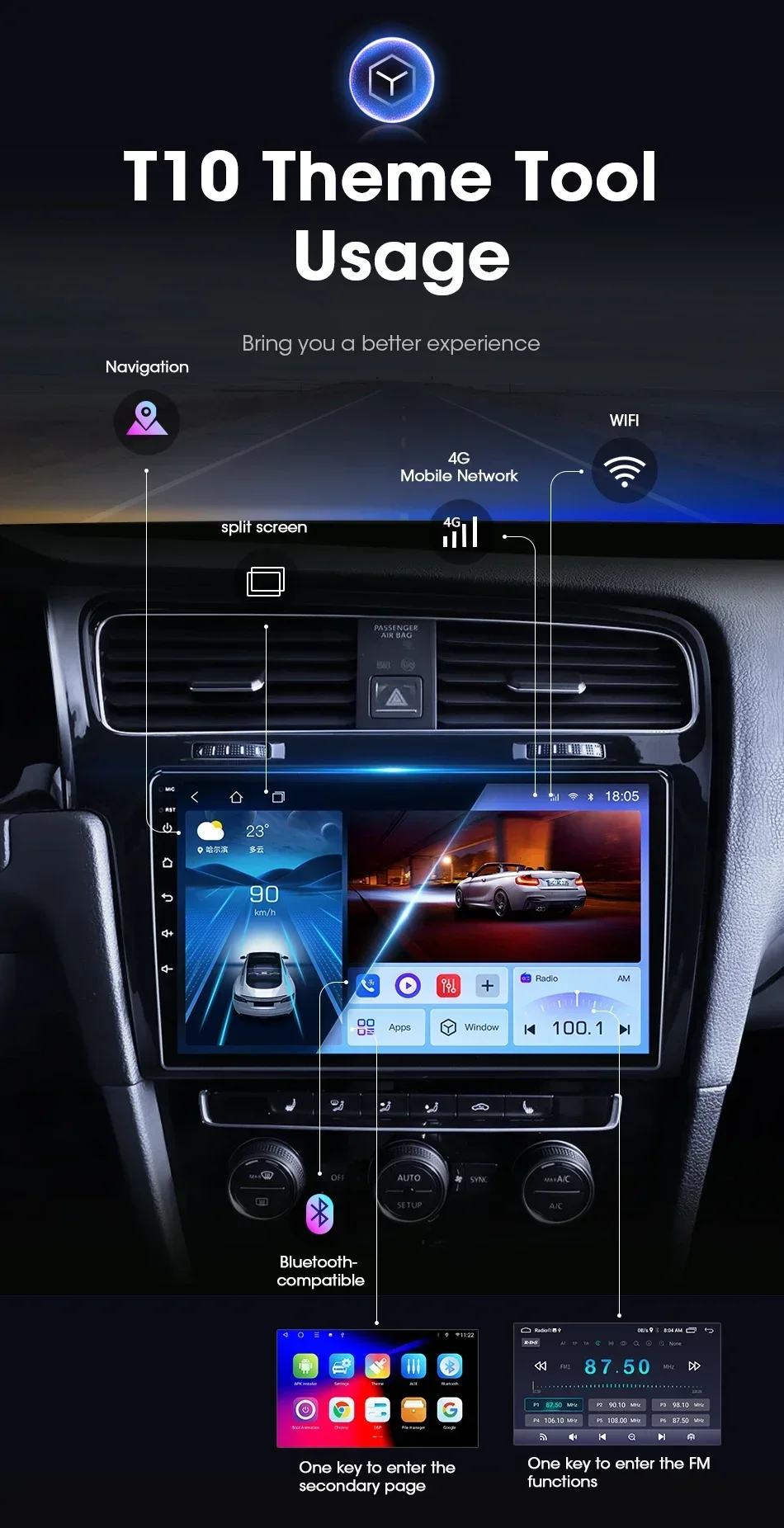 Drahtlose Carplay 2Din Android Auto Radio für Volkswagen VW Golf 7 2013-2017 Multimedia Player Stereo Navigation GPS DVD kopf Einheit – Detail 6