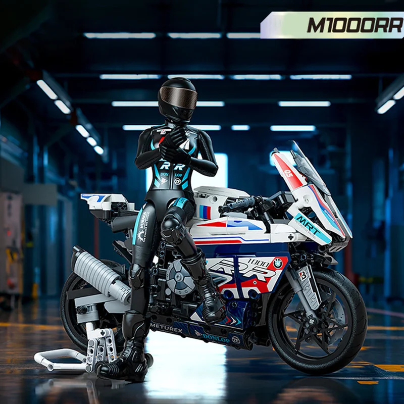 기술 전문가 M1000RR 오토바이 스포츠카 모델 빌딩 블록, 기관차 레이싱 차량, 피규어 브릭 장난감, 어린이 선물