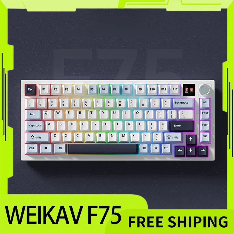 

Механическая Проводная клавиатура Weikav F75 Rgb с тремя режимами и прокладкой экрана