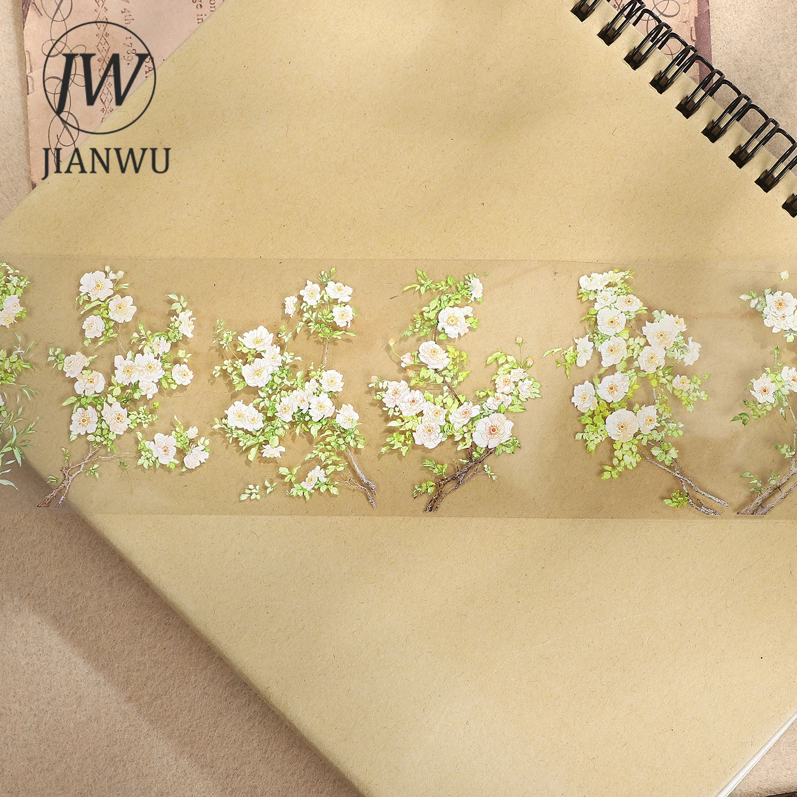 JIANWU 62mm * 5m 빈티지 봄 꽃 풍경 소재 콜라주 스크랩북 PET 테이프 크리 에이 티브 DIY 저널 문구