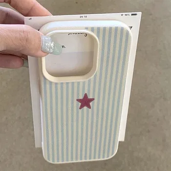 Blue Striped Star Lichee Pattern Phone Case For iPhone 11 12 13 14 15 16 17 Pro Max XS X XR 16 Plus 16E Shockproof Bumper Cover 1