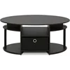 Jaya Simple Design Oval Coffee Table with Bin for Living Room, Walnut 6