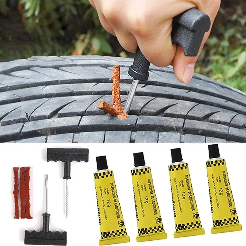 Car Motorcycle Bike Tire Repair Tools Kit Tyre Puncture Repairing Tool with Repair Rubber Strips Tire Quick Repairing Set tire repair kit