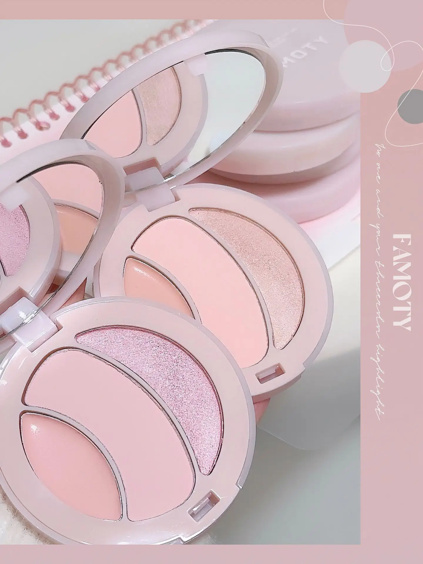 Description Picture 3 of itemFAMOTY Three-Color Matte High-Gloss Pearlescent Water-Gloss Atmosphere 3D Brightening Fine Flash Highlighter Blush for Makeup