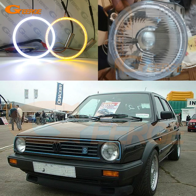Geerge Per Volkswagen Vw Golf Mk1 Mk2 Gti Euro Faro Led Ultra Luminoso Angel Eyes Halo Rings Kit Luce Diurna Indicatori Di Direzione