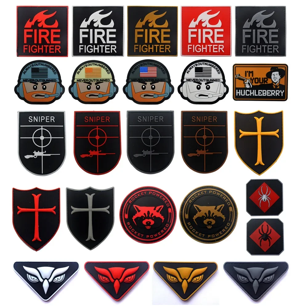 Pvc Wash-Free Patch Fire Morale Badge 3D Colla Stereoscopica Rocket Raccoon Armband Templar Zaino Vestiti Adesivo Tattico