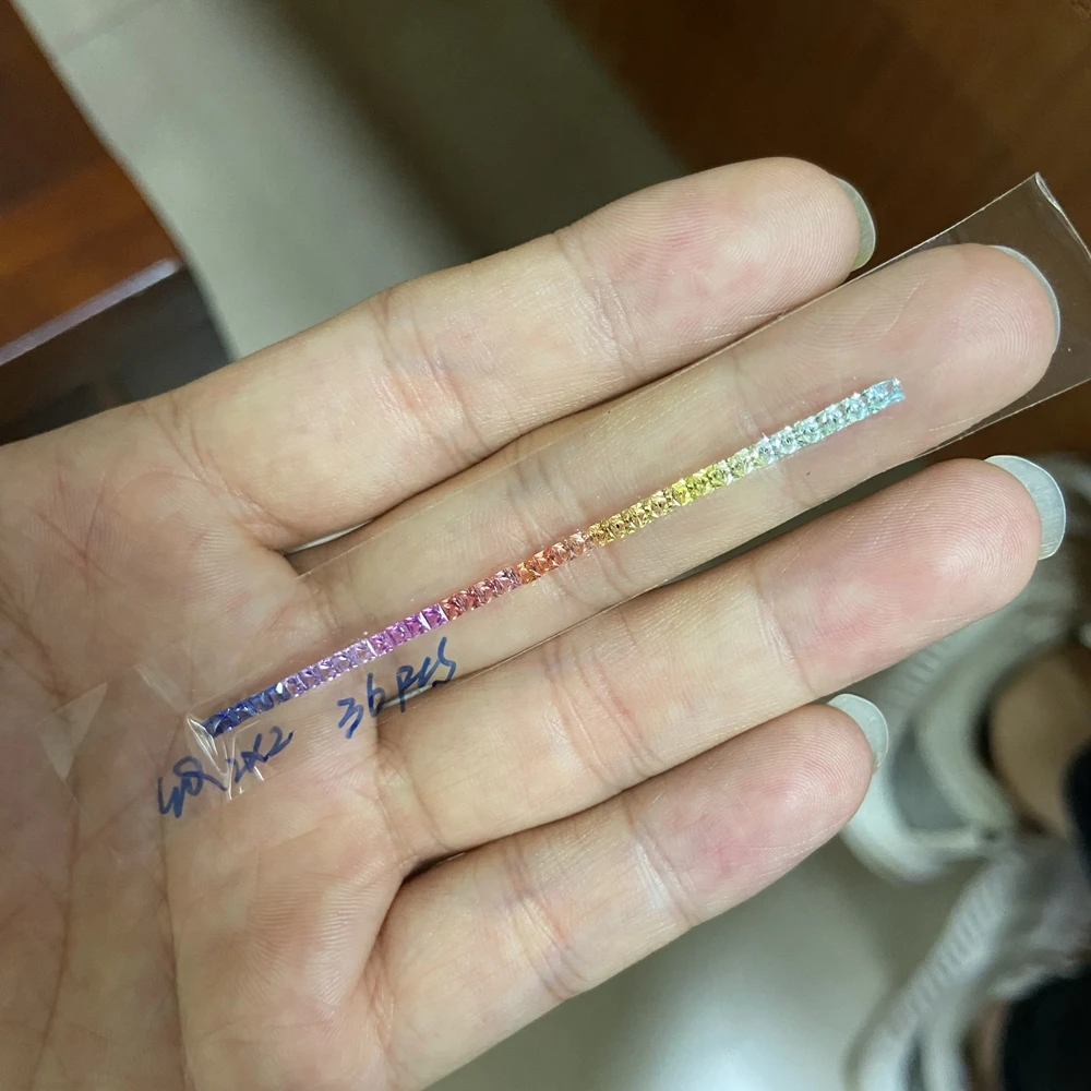 Square 2x2mm 36 Pieces Princess Cut Rainbow Sapphire Loose Gemstones Set