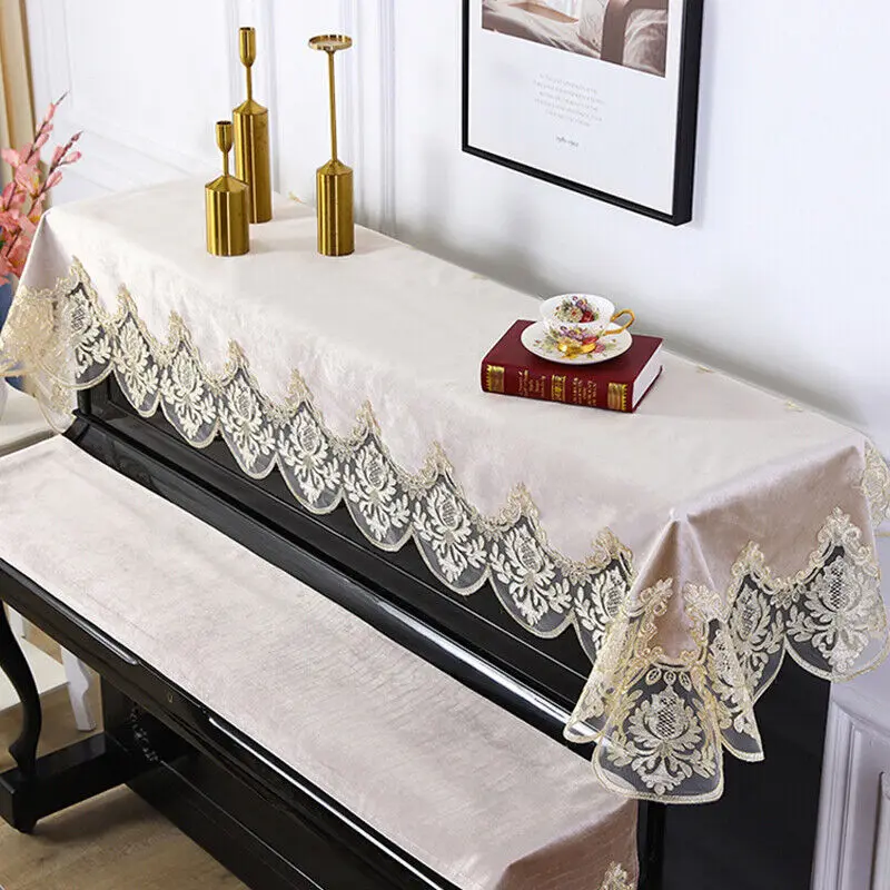 

85x220cm Piano Dustproof Cloth Embroidery Lace Piano Half Cover Bench Dust Cloth Construction Cover Key Cloth Piano Accessories