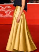 Elegant Satin A-line Long Skirts for Women High Quality Smooth Party Maxi Skirt with Pockets Y2K Lady Solid Women's Skirts - Image 2