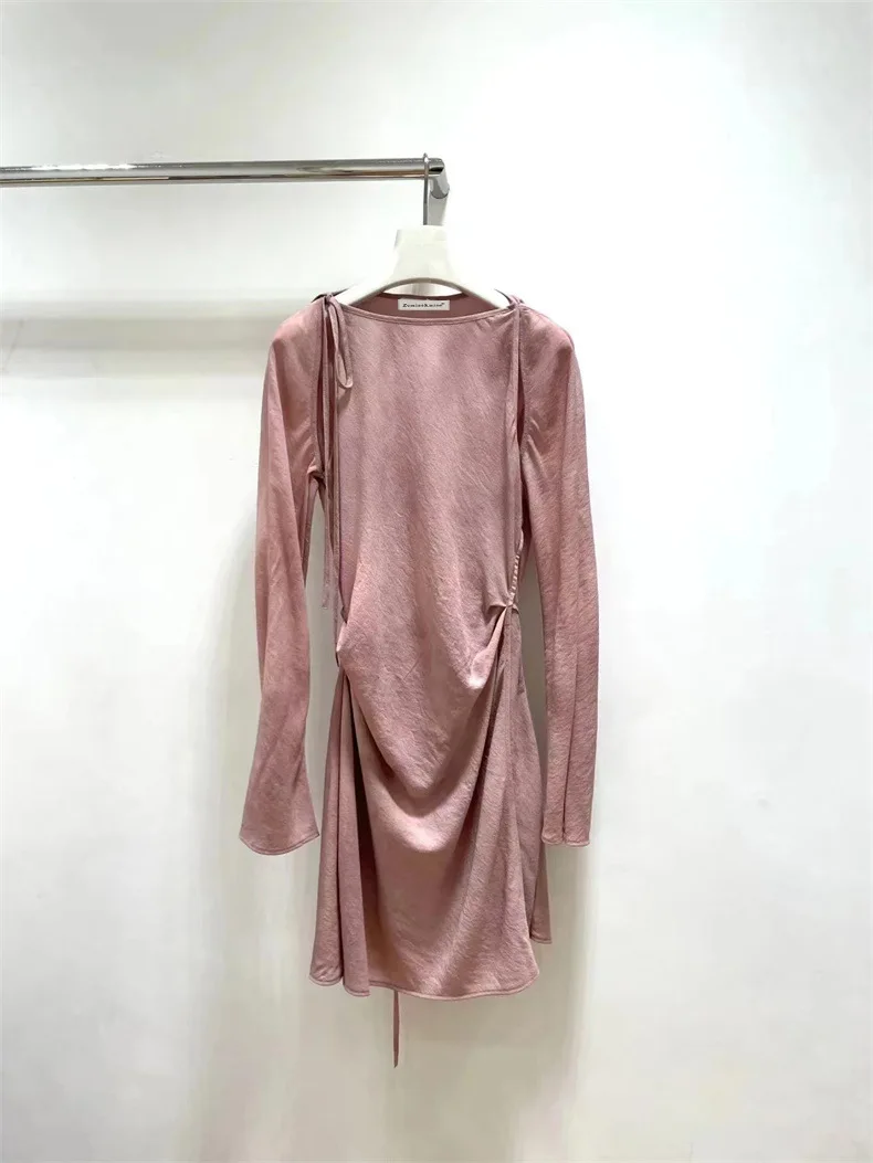 

Niche 2023 autumn new waist shirt skirt design sense of temperament fake two long-sleeved shirt dress